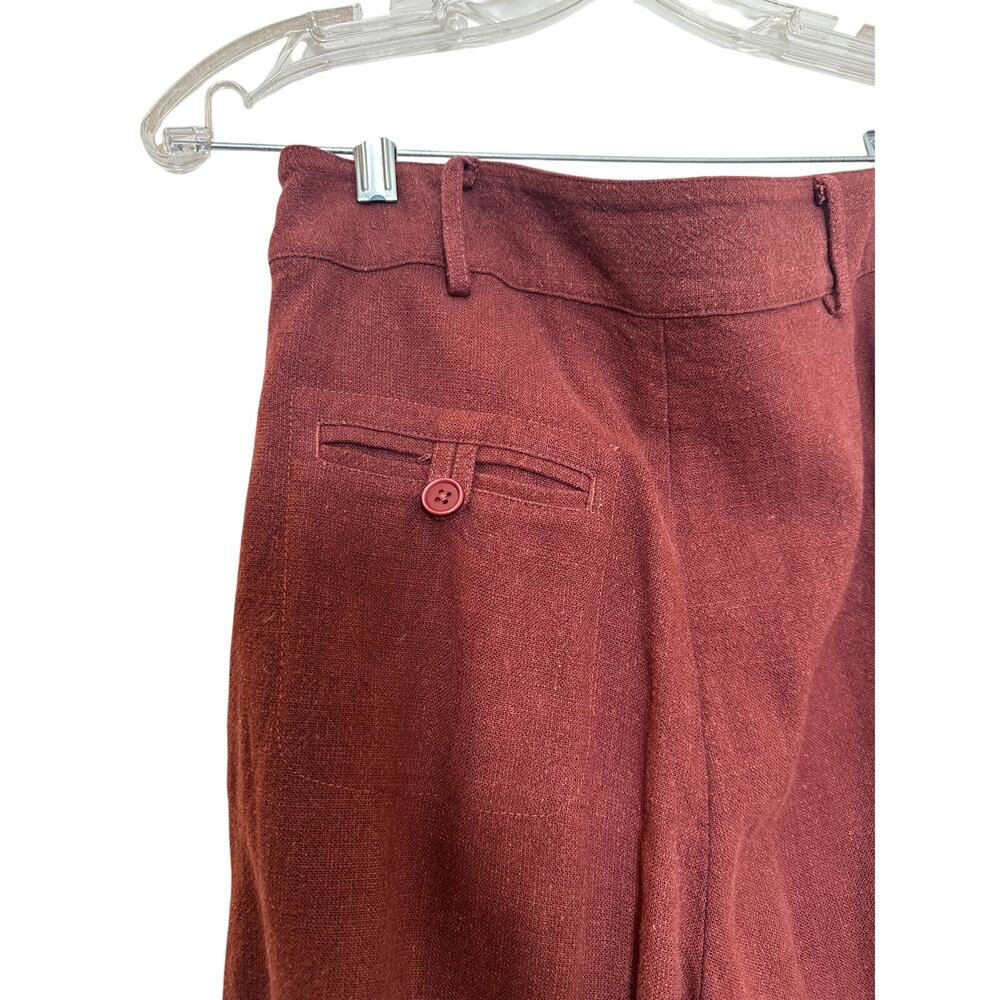 7115 by Szeki Linen Cotton Wide Leg Cropped Pants Rust Red Size M - Picture 4 of 8